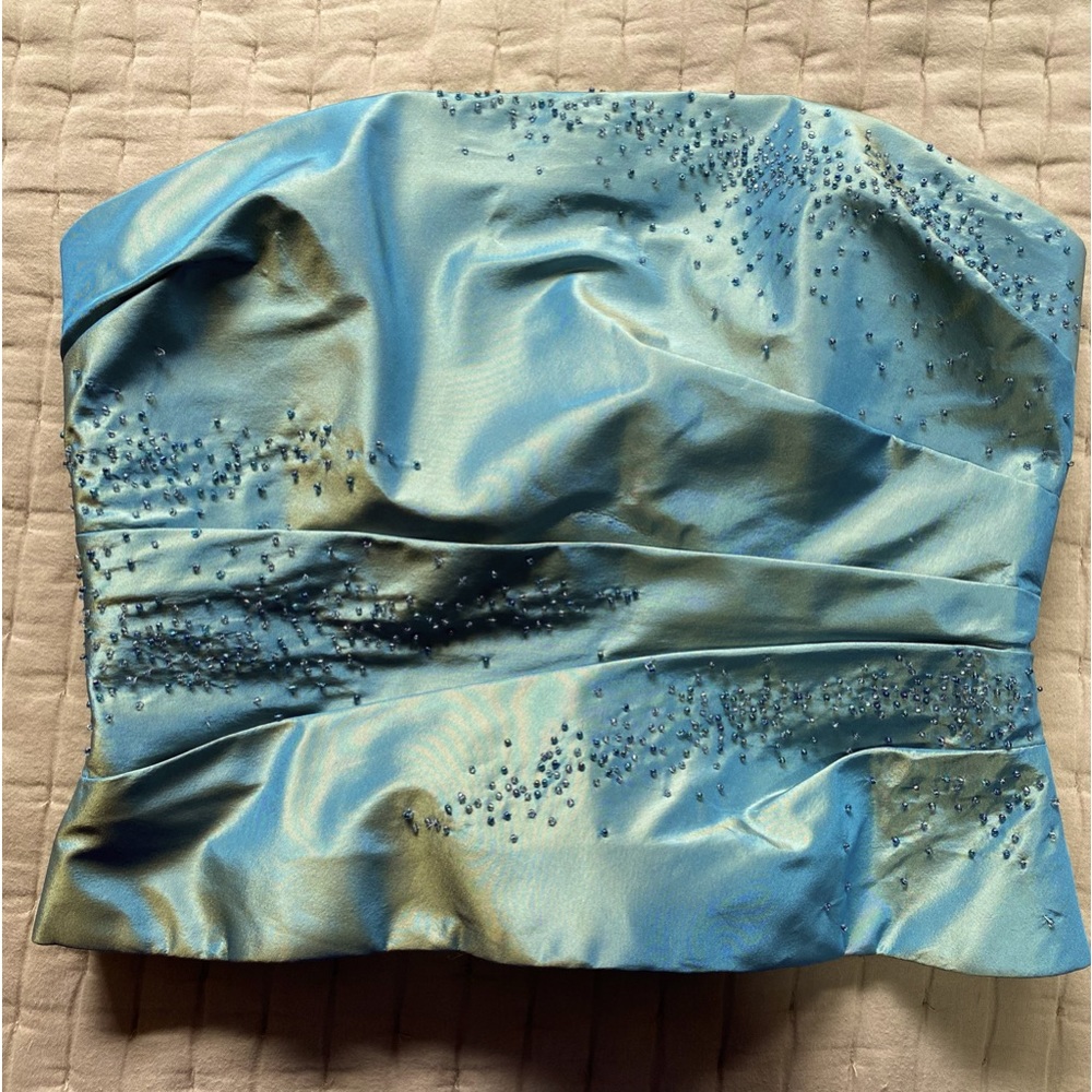 Sold ❌ Y2K corset top - teal turquoise 100% silk